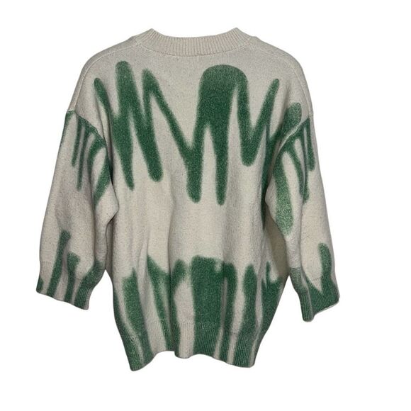 VRG GRL Crew Neck Dropped Shoulder Pullover Sweater Cream Green Medium/Large - Picture 8 of 8